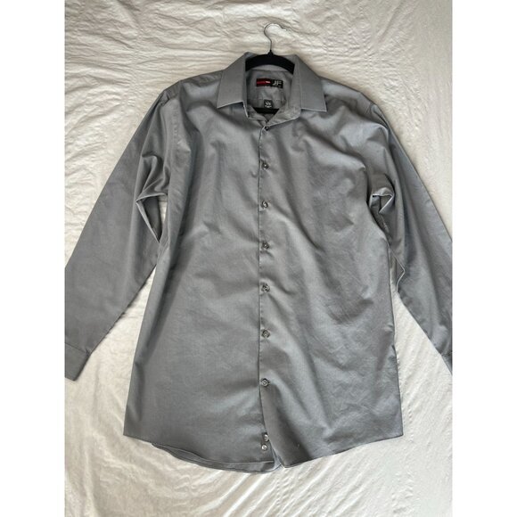 J Ferrar Mens Gray Dress Shirt 1616.5 3233 long sleeve button up cotton collared - Picture 2 of 6